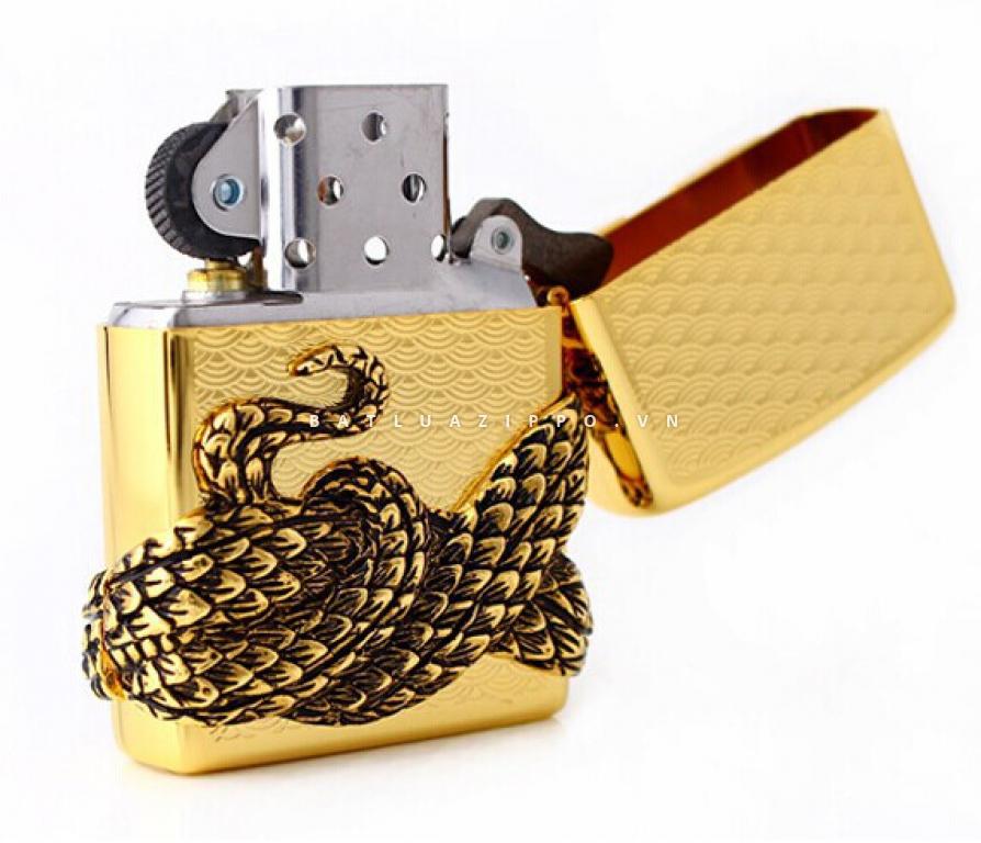 Bật lửa Zippo vàng bao phủ Thanh xà quấn quanh