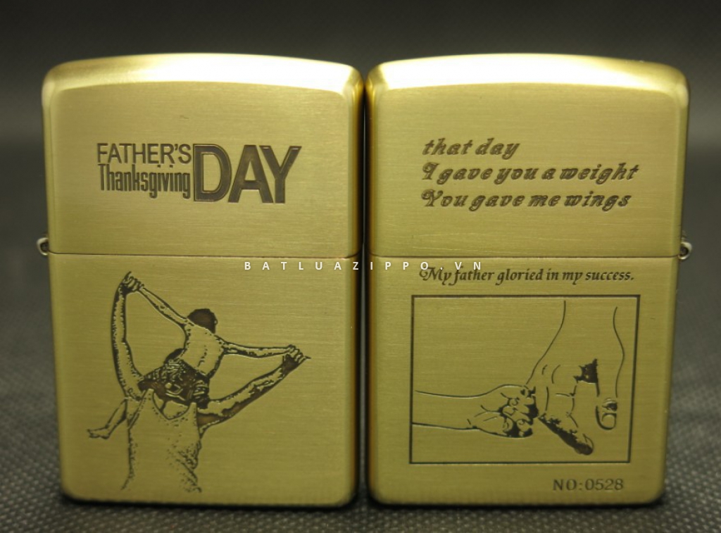Bật lửa Zippo chính hãng đồng nhẹ khắc ngày của bố vô cùng ý nghĩa