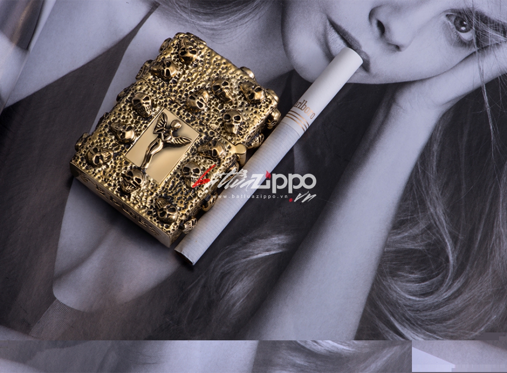 Bật lửa Zippo chính hãng Skeleton Gold Angel Wings