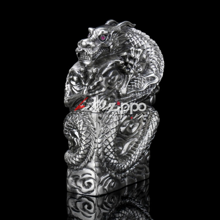 Bật lửa Zippo chính hãng Rồng quấn quanh mắt ngọc tím tinh xảo