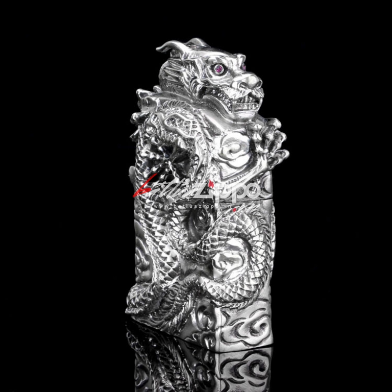 Bật lửa Zippo chính hãng Rồng quấn quanh mắt ngọc tím tinh xảo