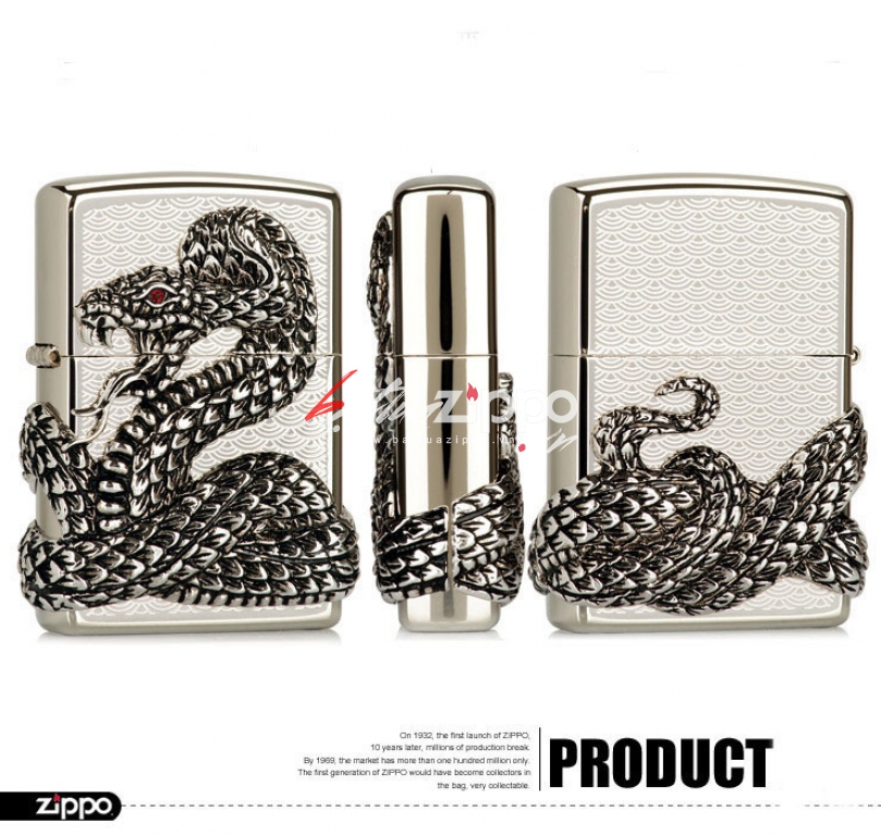Bật lửa Zippo chính hãng bac thanh xà quấn quanh