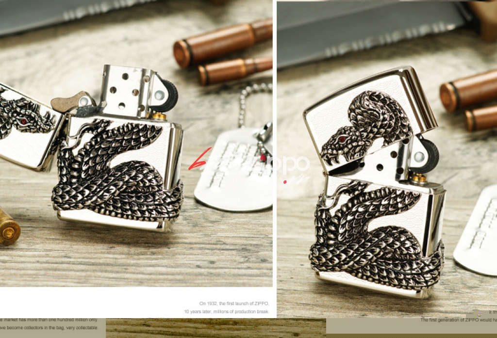 Bật lửa Zippo chính hãng bac thanh xà quấn quanh