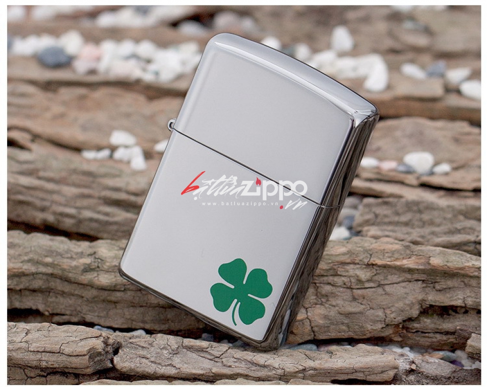 Bật lửa Zippo chính hãng 24007 cỏ 4 lá măn máy