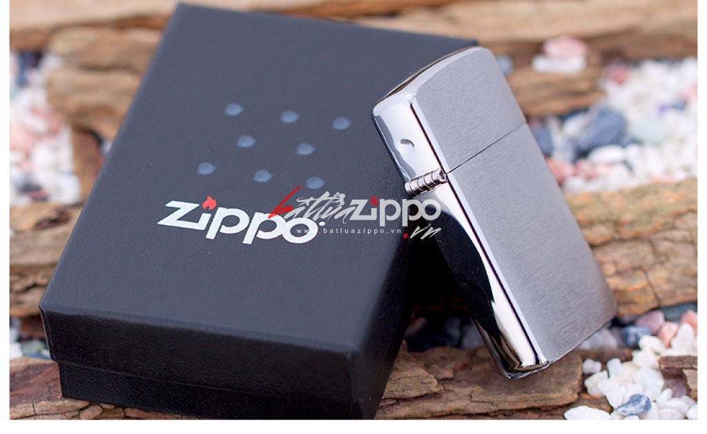 Bật Lửa Zippo Bản Nhỏ Mạ Chome Xước Vân Ngang - SKU 1600 – Zippo Slim Brushed Chrome