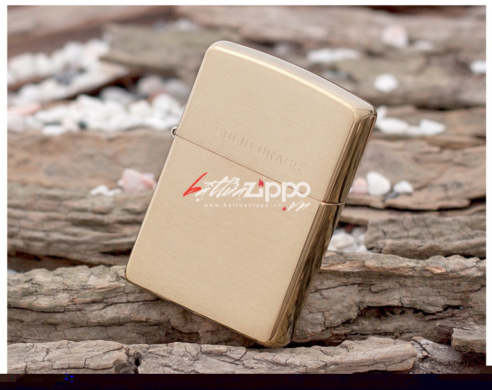 Bật Lửa Zippo Đồng Vân Xước Ngang Khắc Chữ SOLID BRASS - SKU 204 – Zippo Brushed Brass Engraved