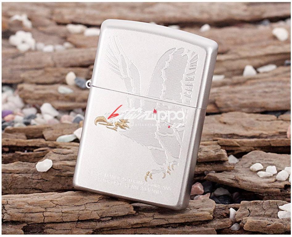 Bật lửa Zippo chính hãng 28356 trắng bạc khắc đại bàng