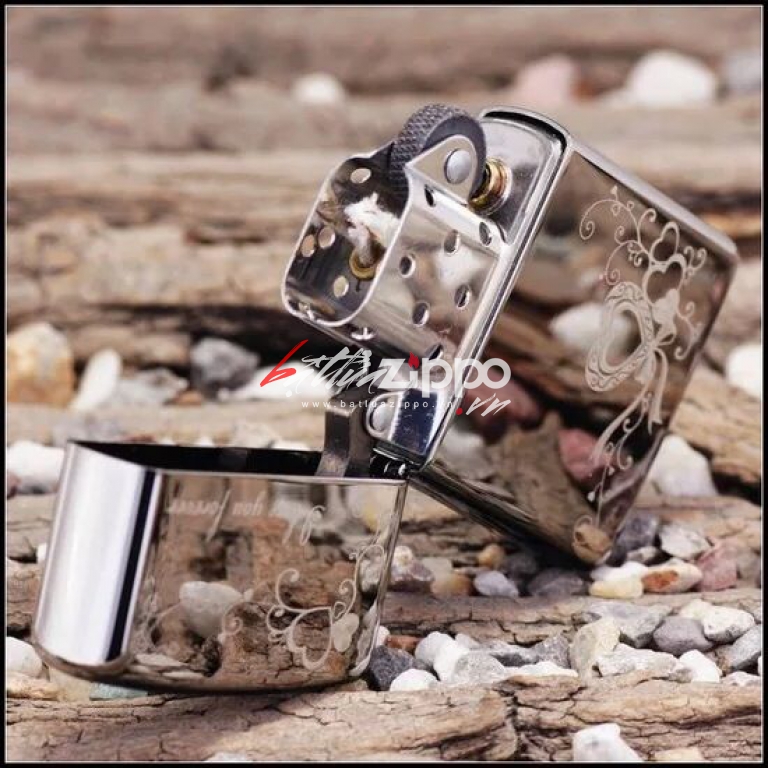 Bật lửa zippo chính hãng Hoa văn I love You
