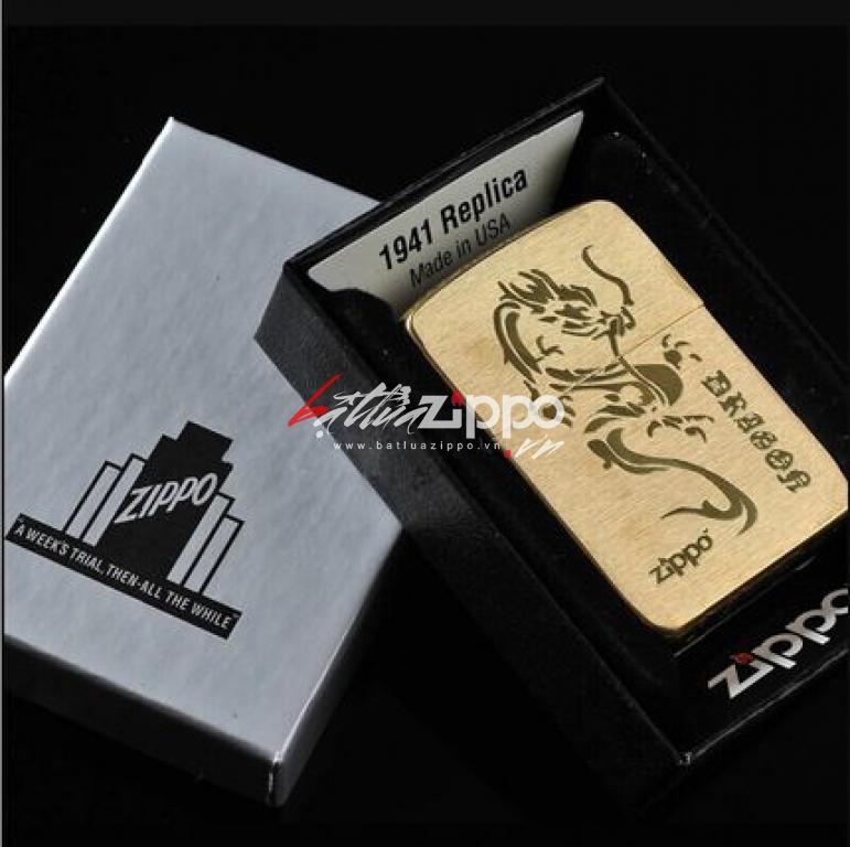 Bật lửa Zippo chính hãng đồng khắc rồng mẫu 007