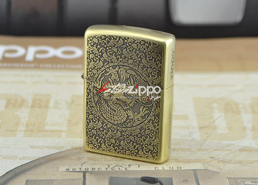 Bật lửa zippo đồng khắc rồng phượng