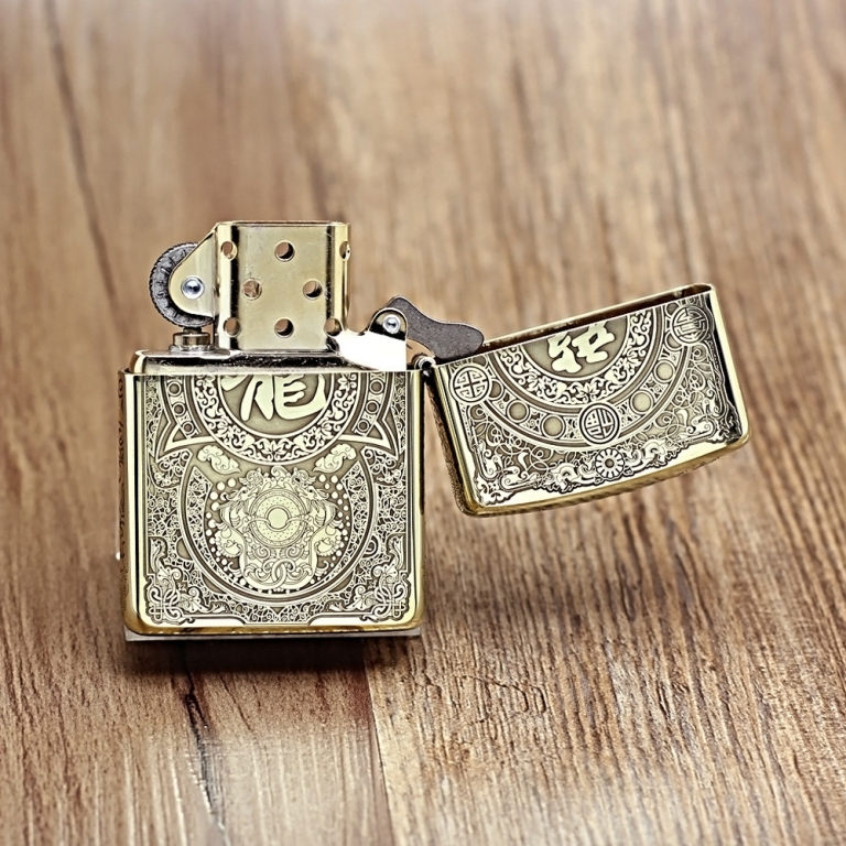 Zippo Chính Hãng Đồng Khắc Rồng Jinlong Họa TIết Tinh Xảo Bản Dày Armor