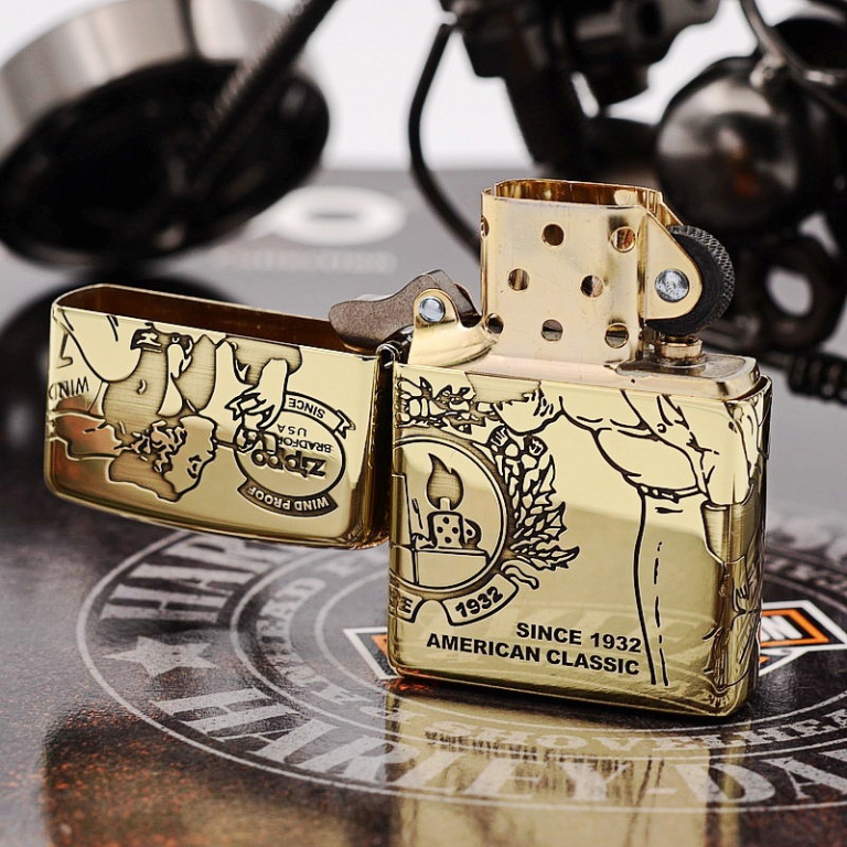 Zippo Chính Hãng Genuine đồng nguyên chất xung quanh cô gái chạm khắc cổ điển (Amor)
