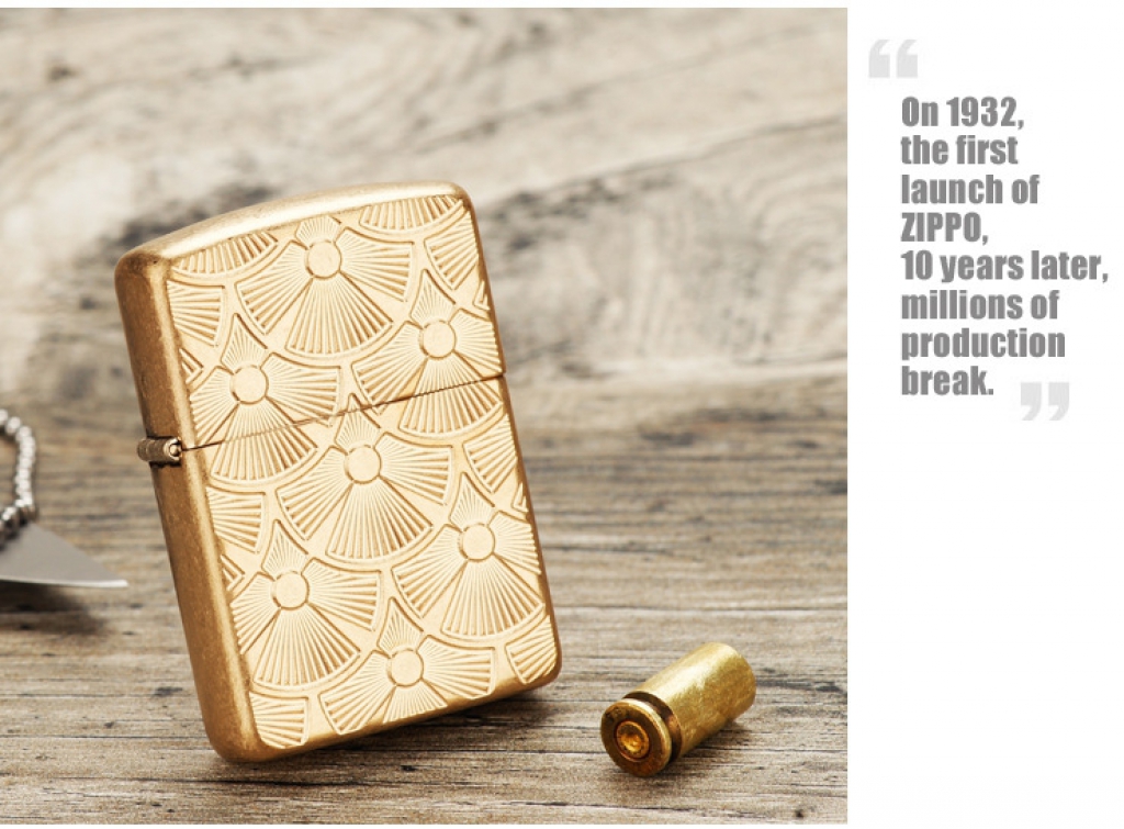 Zippo Chính Hãng Mạ Đồng Chạm Khắc Quạt
