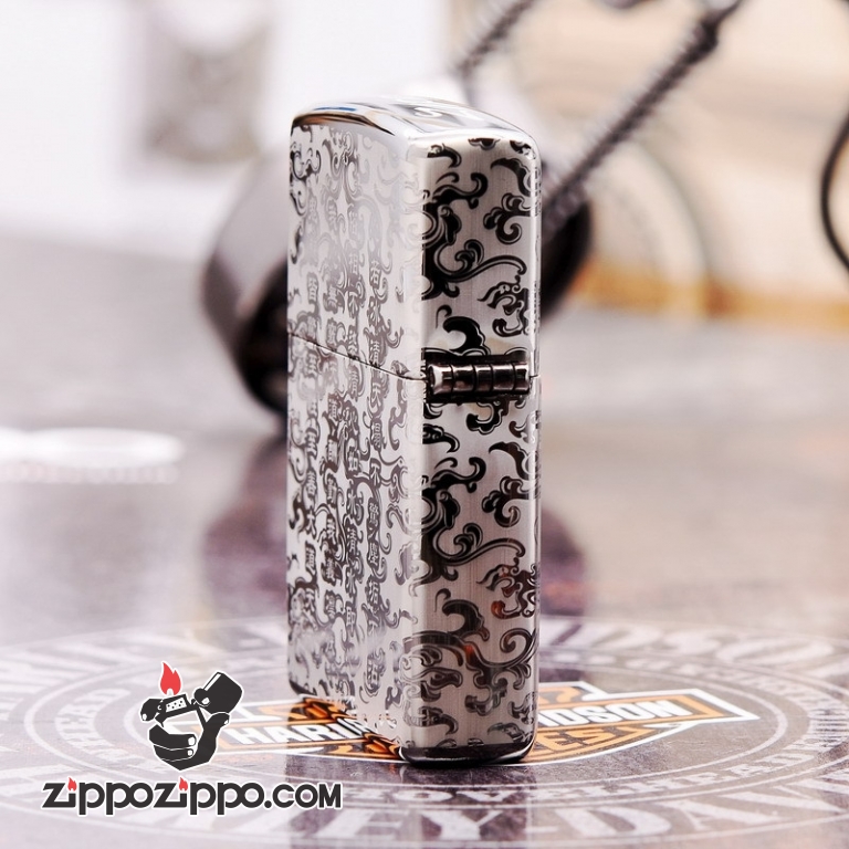 Zippo 150 Đen Bóng Khắc Hình Bát Quái Âm Dương