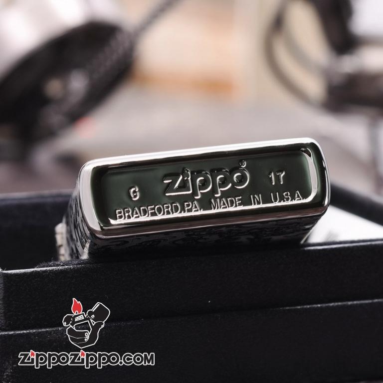 Zippo 150 Đen Bóng Khắc Hình Bát Quái Âm Dương
