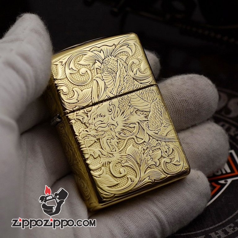 Zippo Chất Liêu Đồng phiên bản Armor Khắc Hình Rồng Nguyên Con