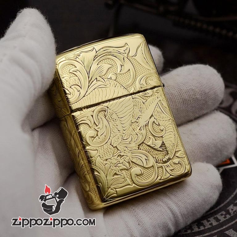 Zippo Chất Liêu Đồng phiên bản Armor Khắc Hình Rồng Nguyên Con