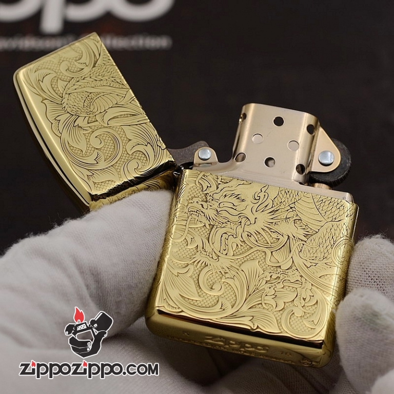 Zippo Chất Liêu Đồng phiên bản Armor Khắc Hình Rồng Nguyên Con