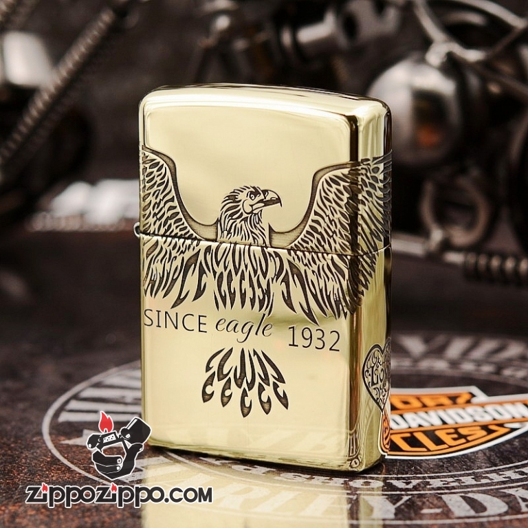 Bật Lửa Zippo Chính Hãng Màu Đồng Khắc hình since eagle Bản Armor