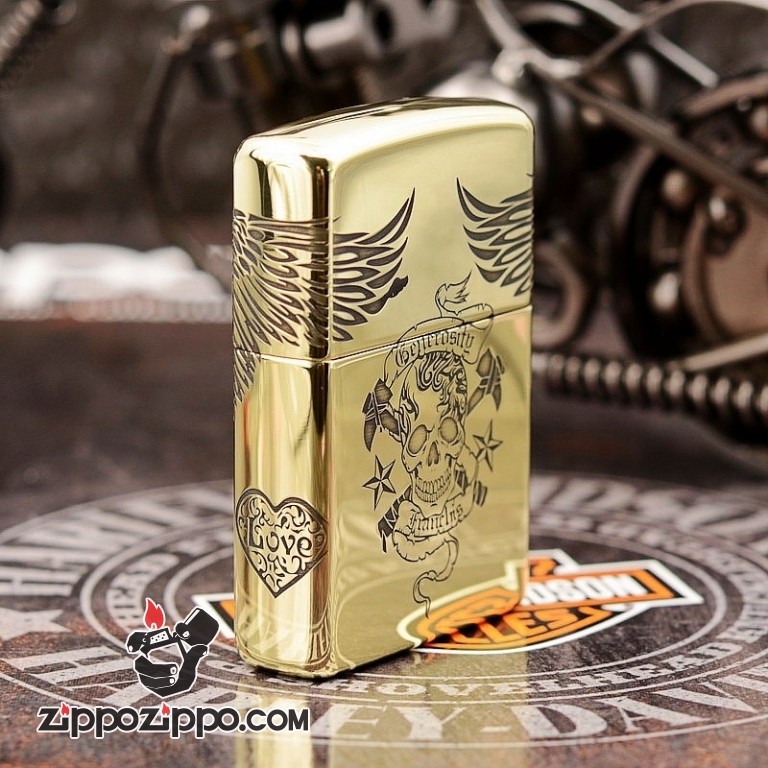 Bật Lửa Zippo Chính Hãng Màu Đồng Khắc hình since eagle Bản Armor