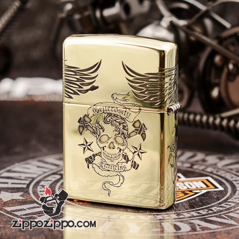 Bật Lửa Zippo Chính Hãng Màu Đồng Khắc hình since eagle Bản Armor