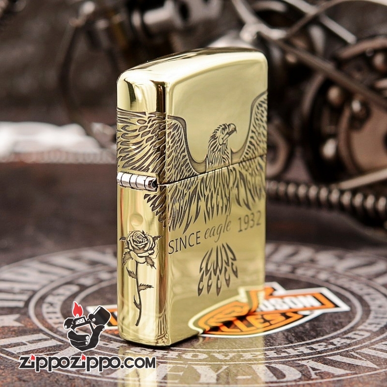 Bật Lửa Zippo Chính Hãng Màu Đồng Khắc hình since eagle Bản Armor