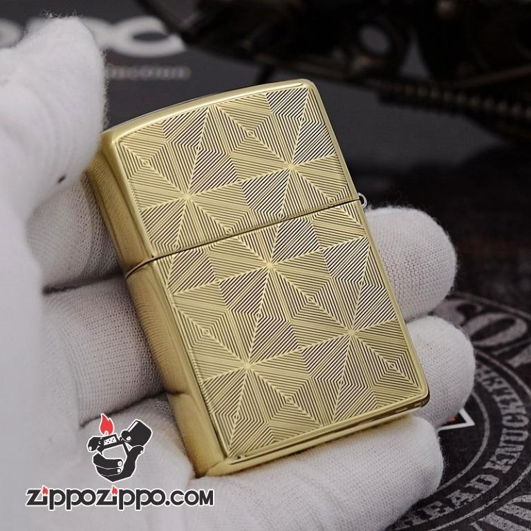 Bật Lửa Zippo Chính Hãng Chất Liêu Đồng Vân Kẻ Khắc Logo ZP