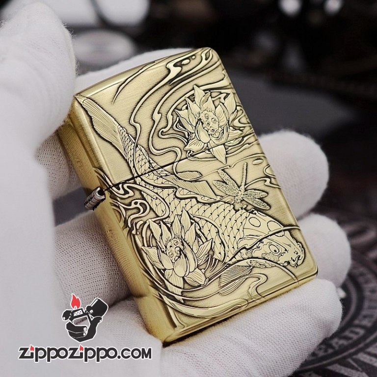Bật Lửa Zippo Khắc Cá Chép Vượt Vũ Môn