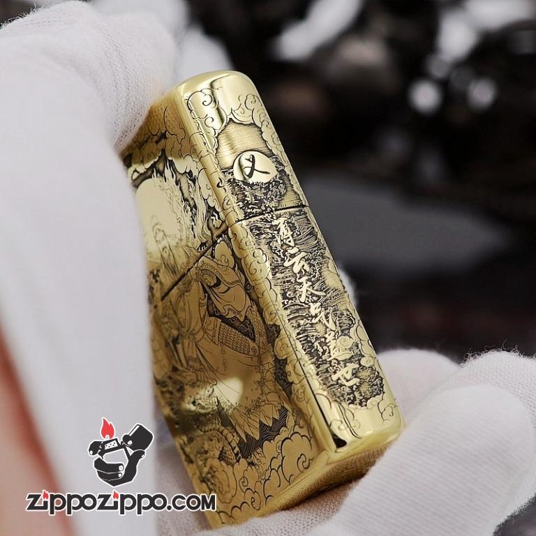 Bật Lửa Zippo đồng KHắc Hình Quan Vân Trường Armor