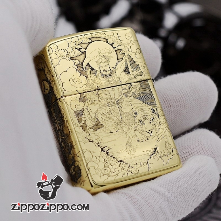 Bật Lửa Zippo đồng KHắc Hình Quan Vân Trường Armor