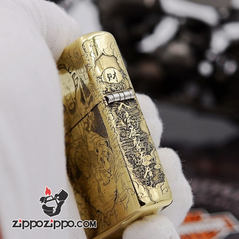 Bật Lửa Zippo đồng KHắc Hình Quan Vân Trường Armor