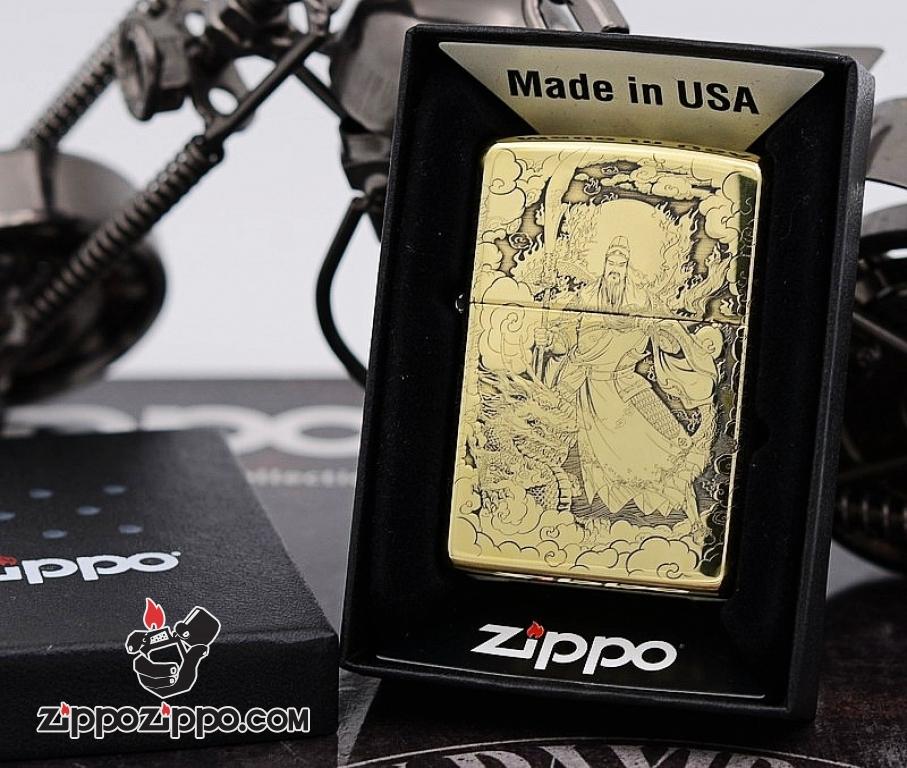 Bật Lửa Zippo đồng KHắc Hình Quan Vân Trường Armor