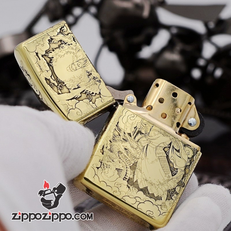 Bật Lửa Zippo đồng Khắc Hình Quan Vũ Armor