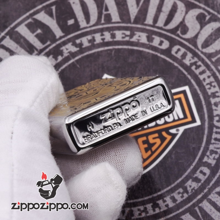 Zippo 250 Bạc khắc hình đồng hồ màu đồng - Thời gian là tiền bạc