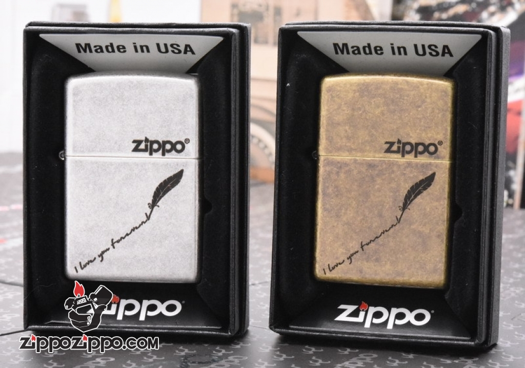 Zippo Mạ Bạc Giả Cổ KHắc Tôi Yêu Bạn Mãi Mãi