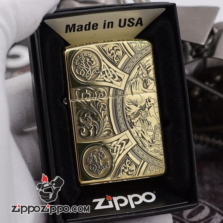 Bật Lửa Zippo Chất Liệu Đồng chạm khắc Apocalypse bốn hiệp sĩ