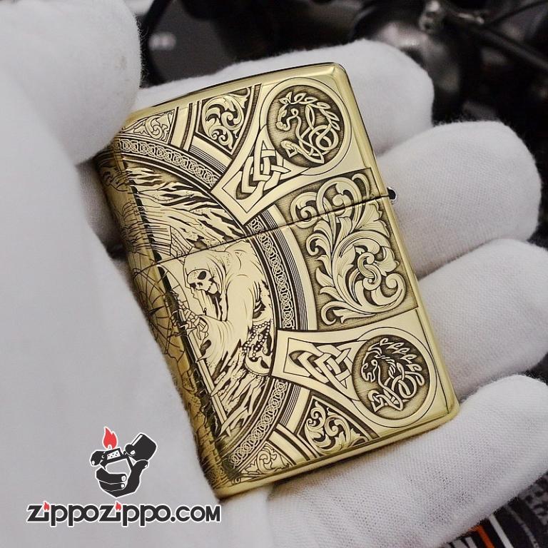 Bật Lửa Zippo Chất Liệu Đồng chạm khắc Apocalypse bốn hiệp sĩ Armor