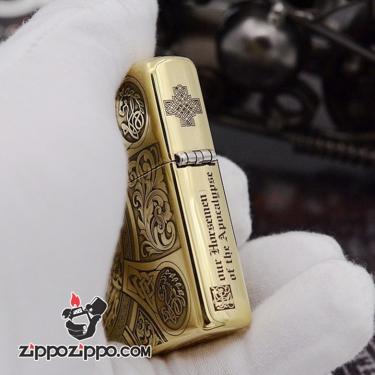 Bật Lửa Zippo Chất Liệu Đồng chạm khắc Apocalypse bốn hiệp sĩ Armor