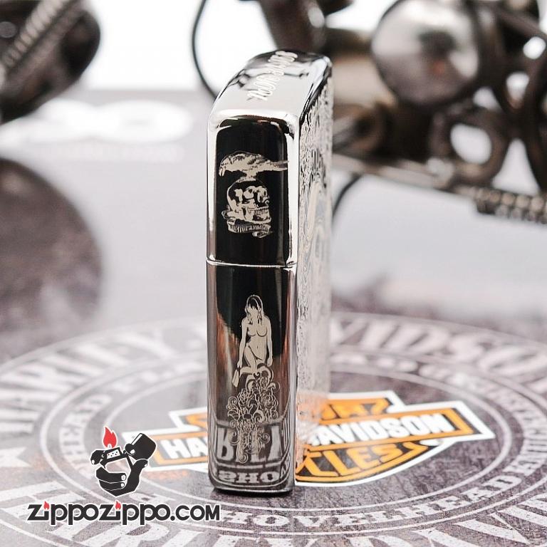 Zippo đen bóng cô gái gợi cảm