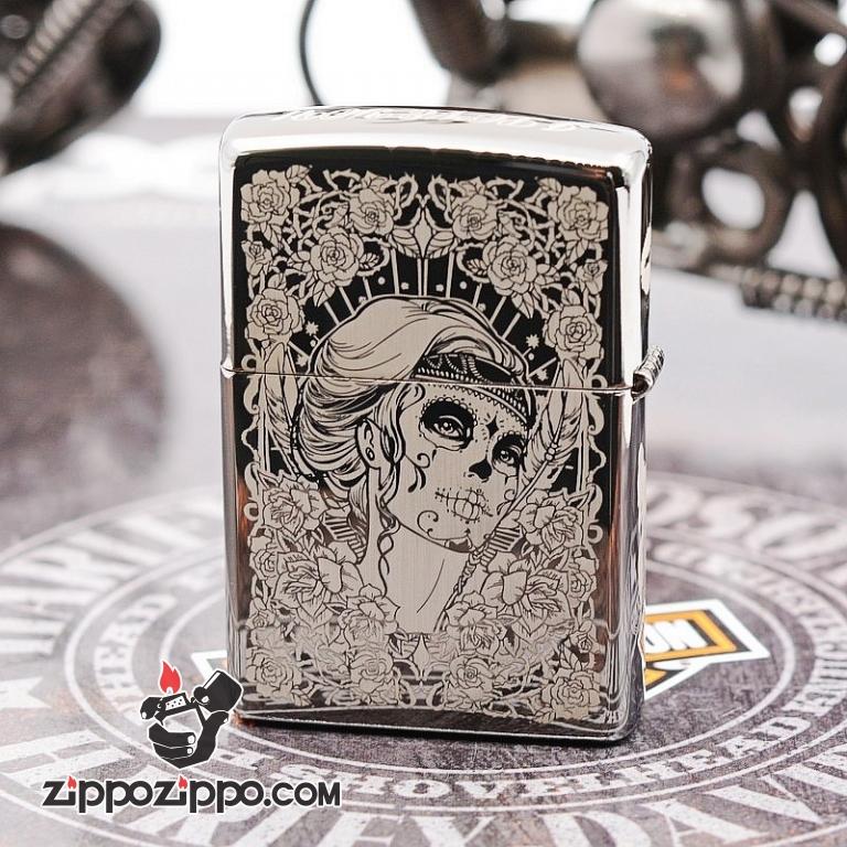 Zippo đen bóng cô gái gợi cảm