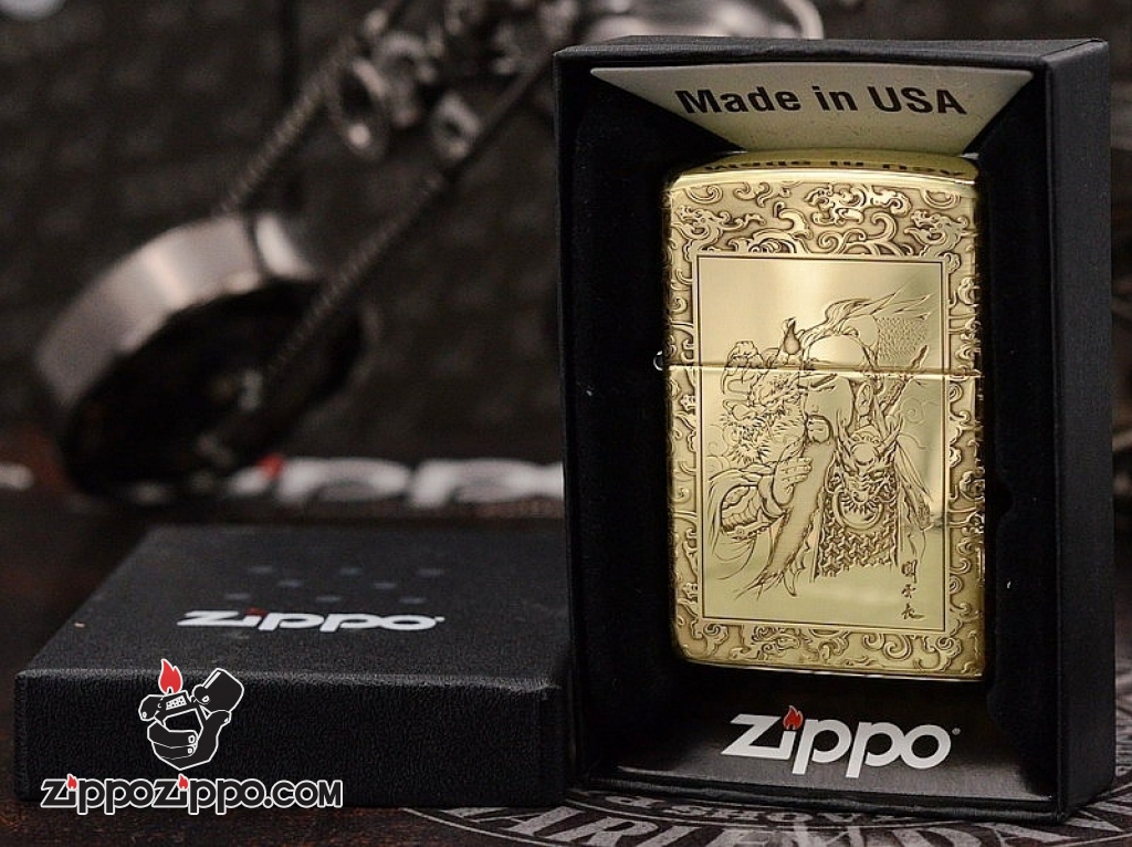 ZIppo Chất Liệu Đồng Bóng Khắc Quan Vũ