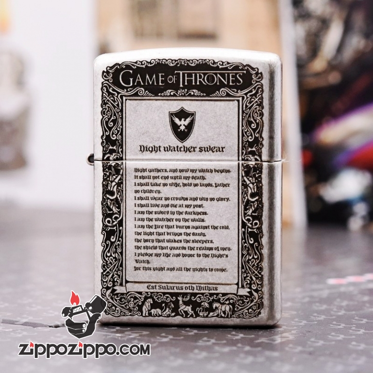 Zippo 121FB Bạc Cổ Khắc Game of Thornes