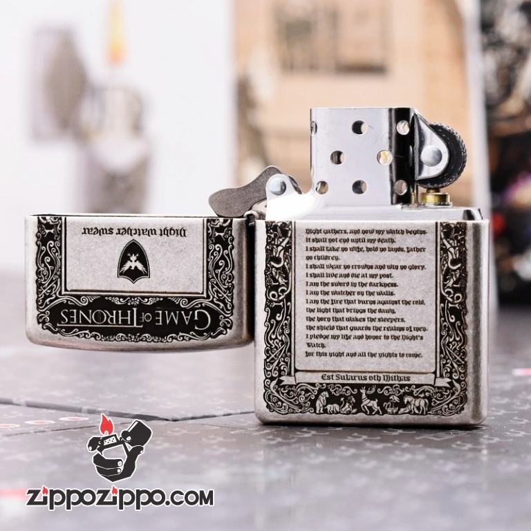 Zippo 121FB Bạc Cổ Khắc Game of Thornes