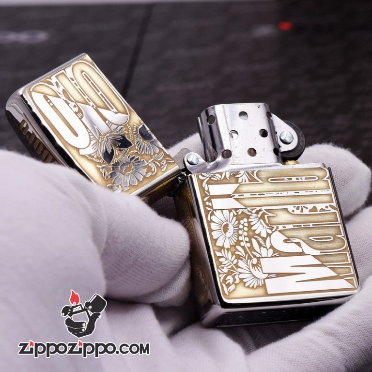 Bật Lửa Zippo Màu Đen Bóng Khắc Marlboro