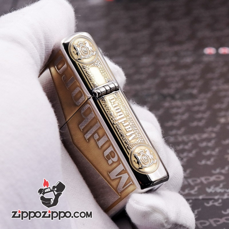 Bật Lửa Zippo Màu Đen Bóng Khắc Marlboro
