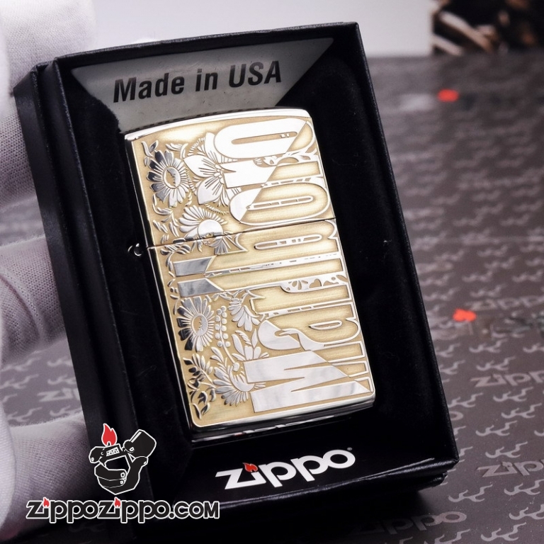 Bật Lửa Zippo Màu Đen Bóng Khắc Marlboro