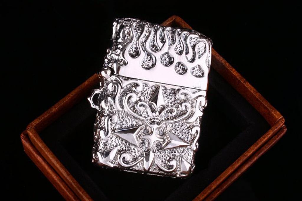 Bật lửa zippo Mỹ điêu khắc handmade bạc tây tạng phiên bản giới hạn xuất nhật bản