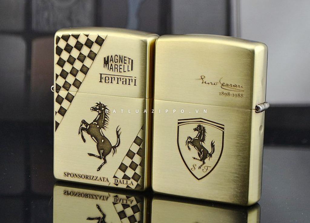 Bật lửa Zippo chính hãng đồng nhẹ khắc Ferrari