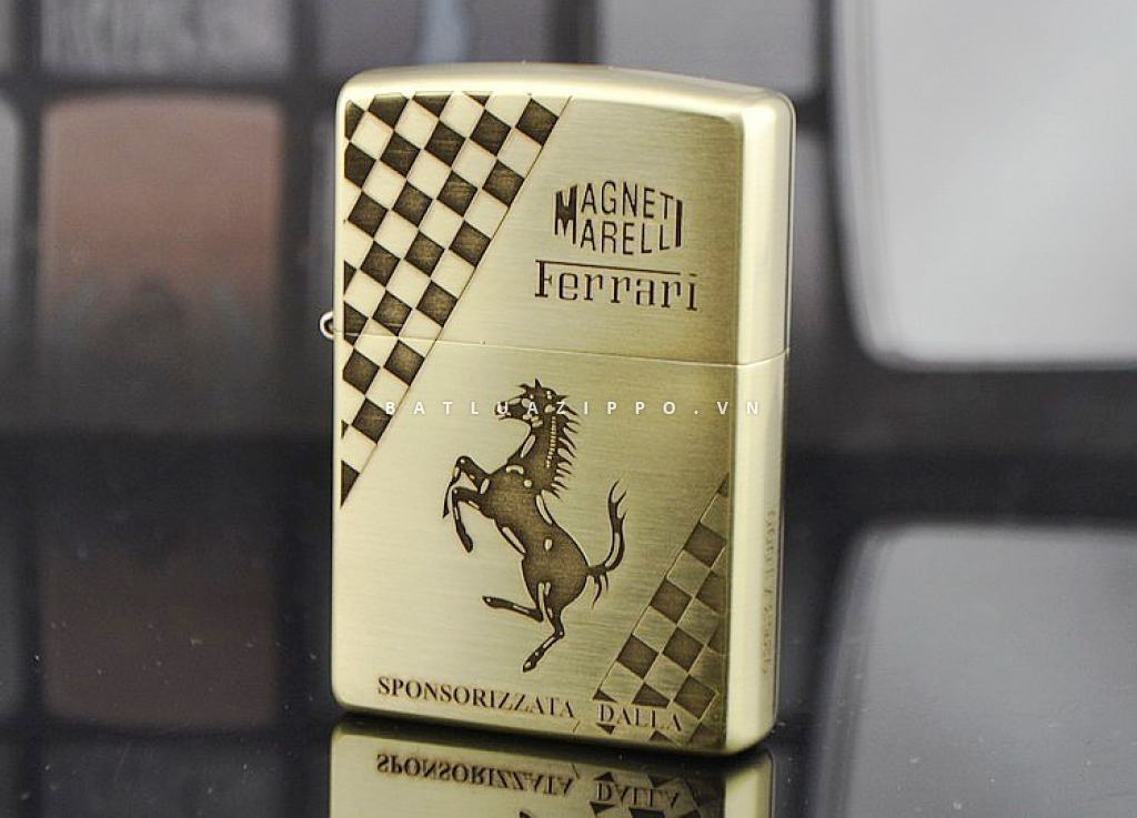 Bật lửa Zippo chính hãng đồng nhẹ khắc Ferrari