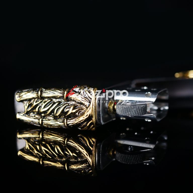 Bật lửa Chính hãng Zippo Hàn Quốc phiên bản của hoa mạ vàng cát đen chết Skull